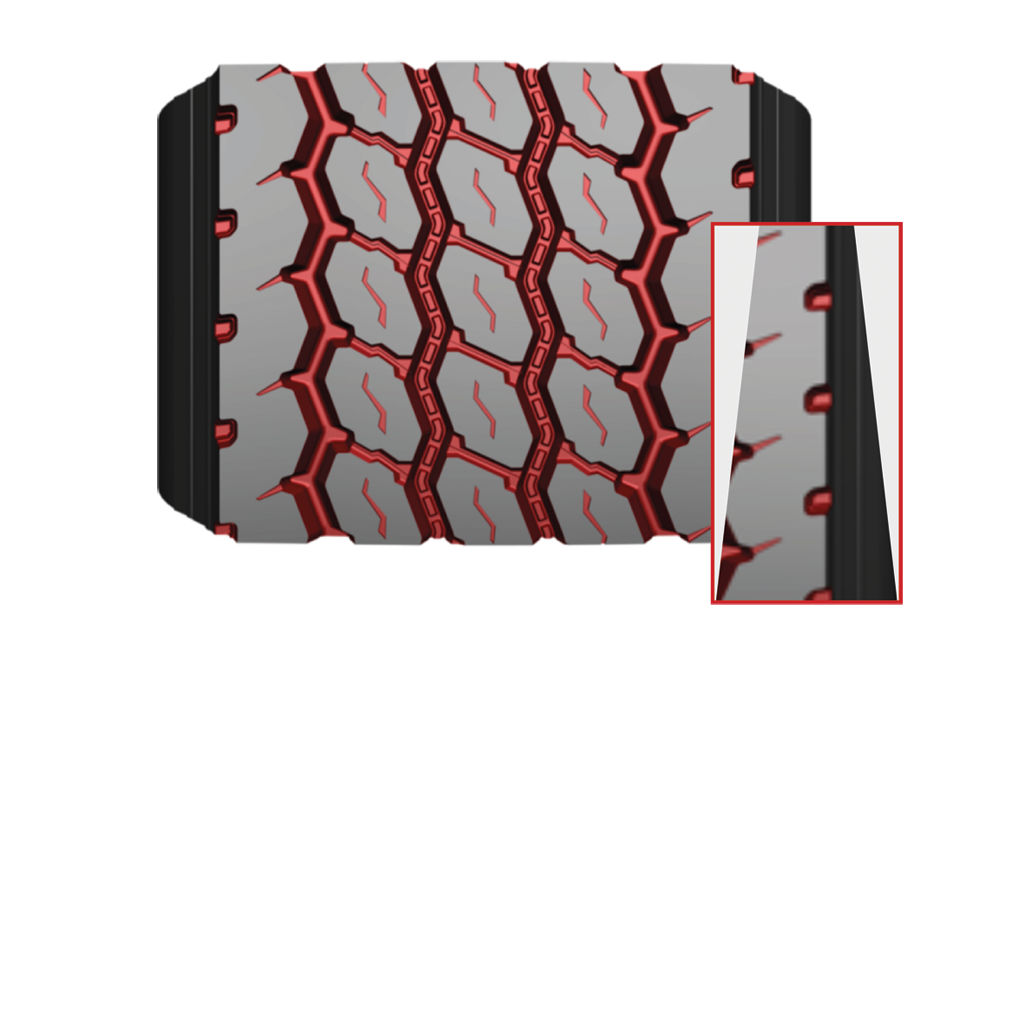 Shoulder notches and deep block dual sipes provides advanced handling